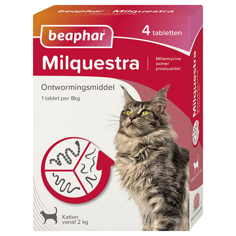 Beaphar Milquestra Ontwormingstabletten Kat 4 Tabletten - Kat 2 - 12 kg