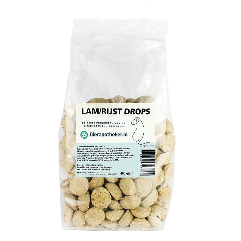 Dierapotheker Drops Lam/Rijst Hond 400 gram
