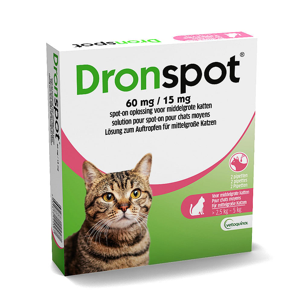 kat, kattenvoer, spot-on, 60 mg/15 mg, middelgrote katten