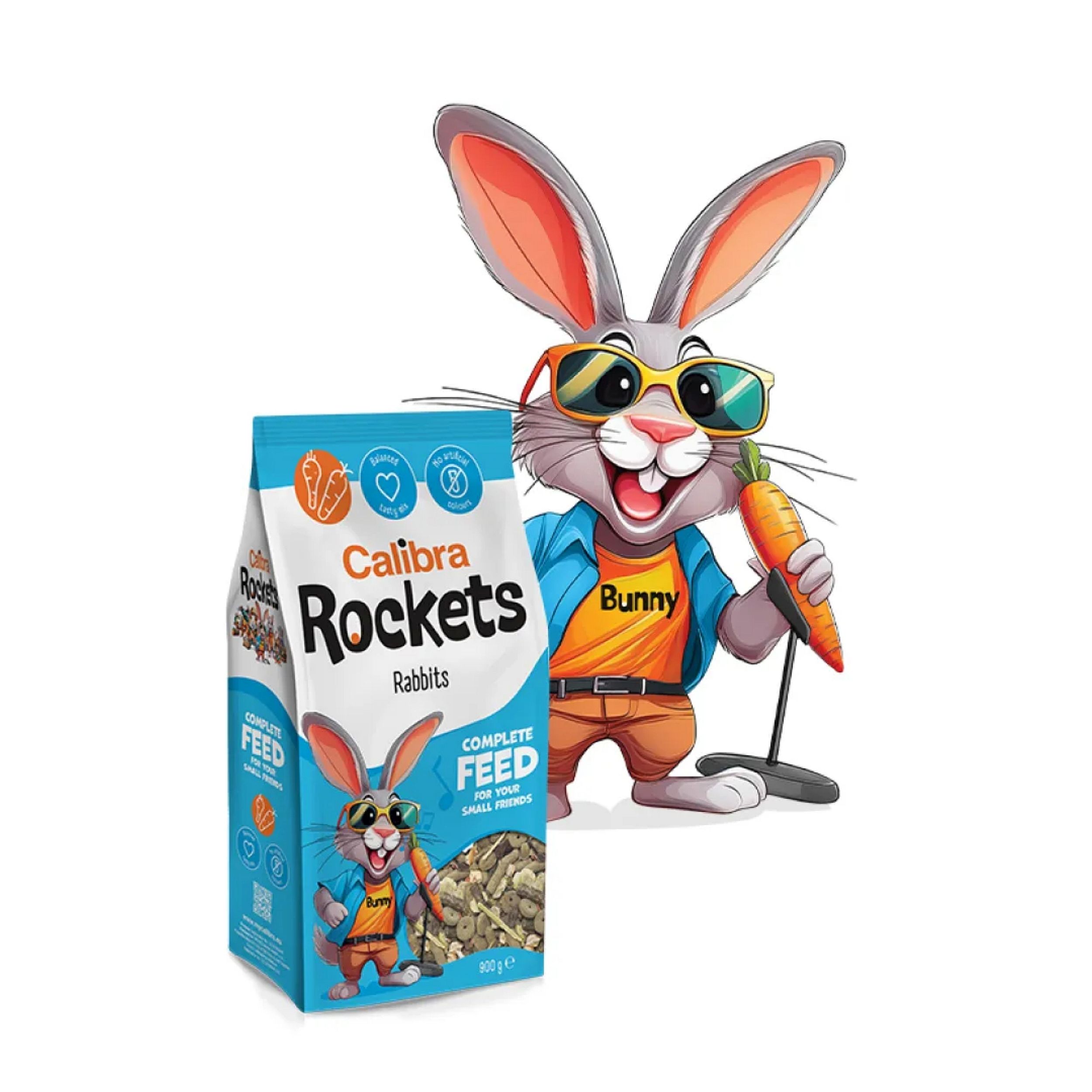 kattengrill, rabbits, compleet voer, poederzak, carrot snack