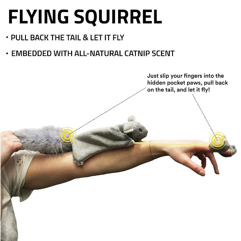 flying squirrel, toy, pocket paw, arm puppet, catnip scent