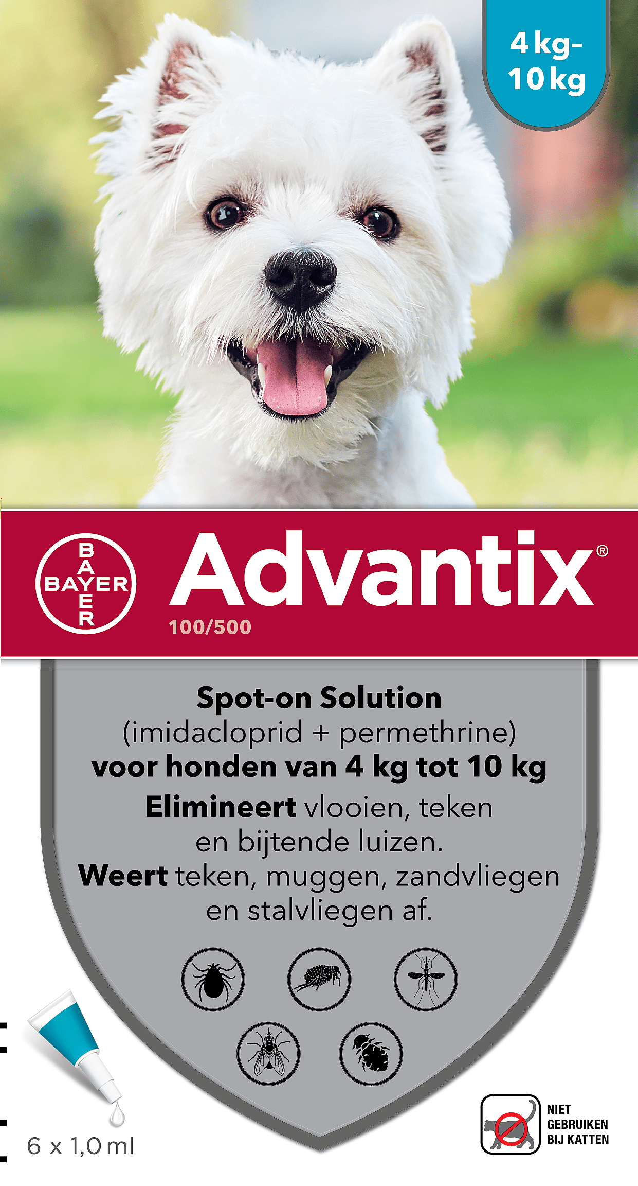 Advantix Spot-on Hond 6 pipetten - 4 - 10 kg - 100/500