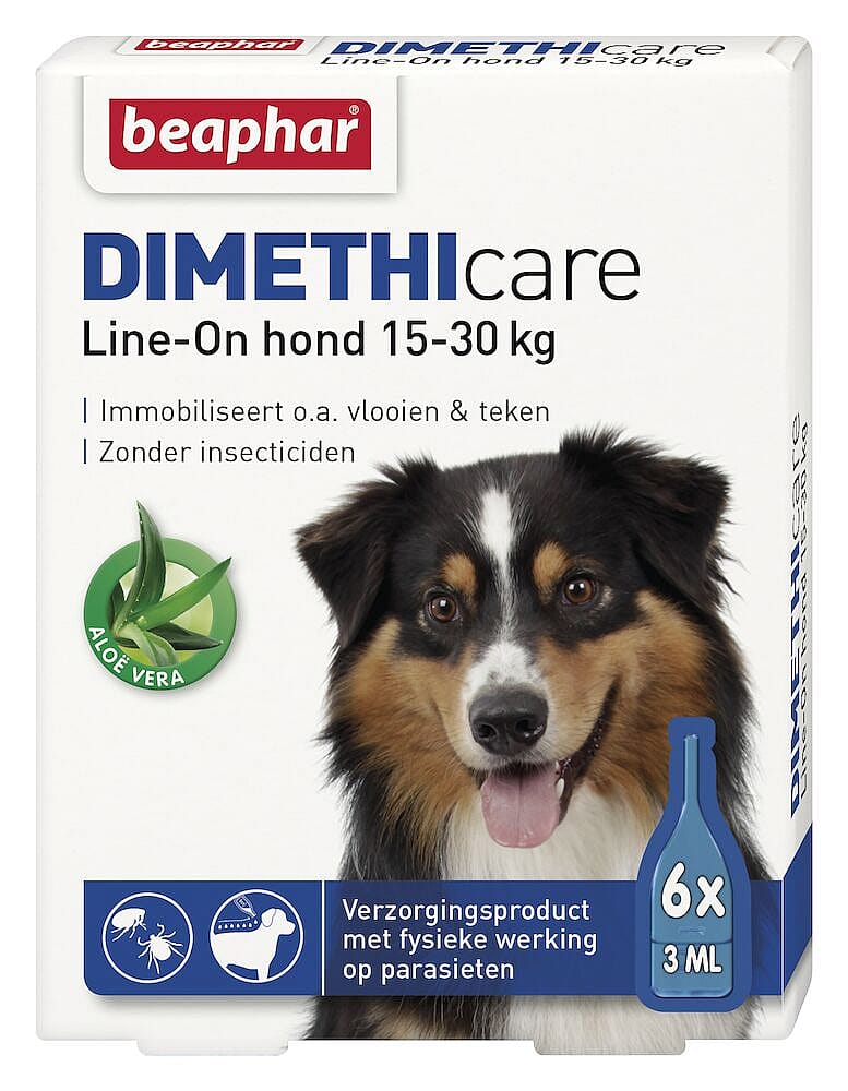 Beaphar Dimethicare Line-On Vlo Teek Hond 15 - 30 kg - 6 pipetten