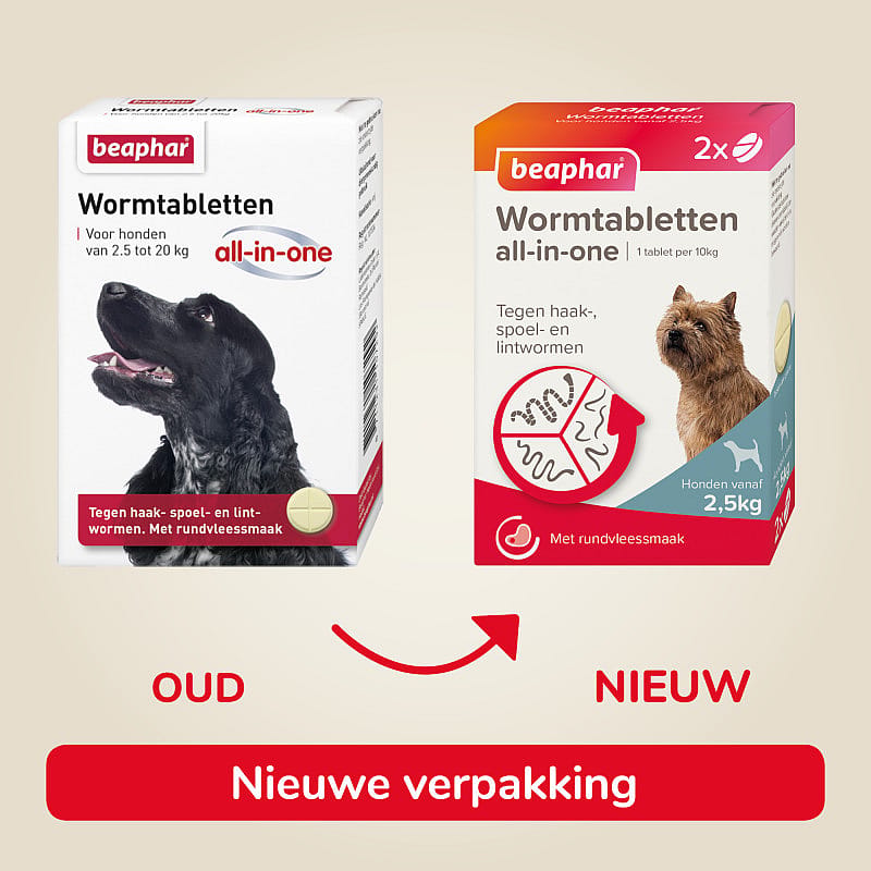 Beaphar Wormtabletten All-in-one Hond 2.5 - 20 kg - 2 stuks