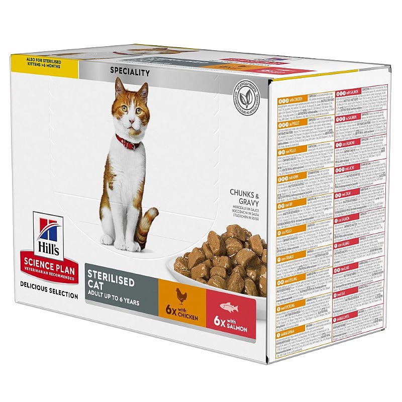 Hill's Science Plan Adult Sterilised Kattenvoer 12 x 85 gram Kip en Zalm