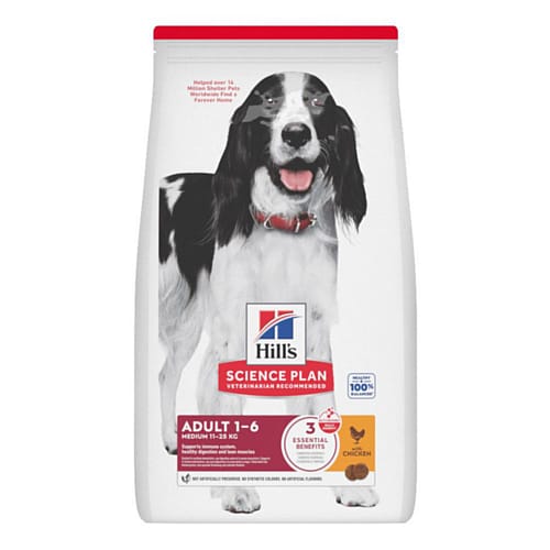 dogvoer, volwassen 1-6, medium ras, kibble, Hill's Science Plan