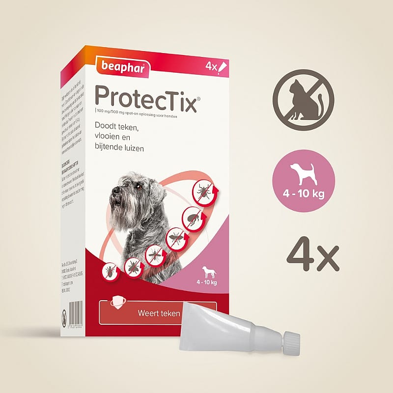 Beaphar ProtecTix Hond 4 pipetten 4 tot 10 kg - 4 pipetten