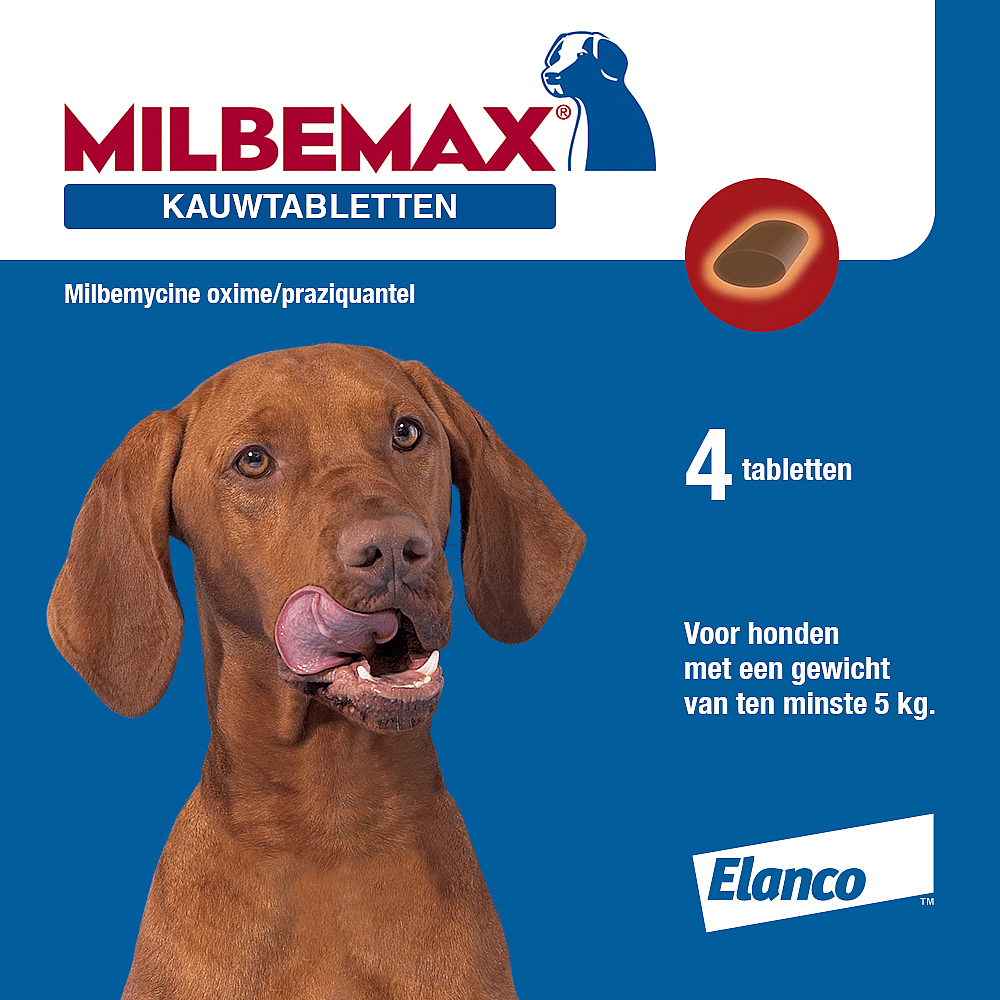 Milbemax Smakelijke Kauwtablet Grote Hond Ontwormen 4 tabletten