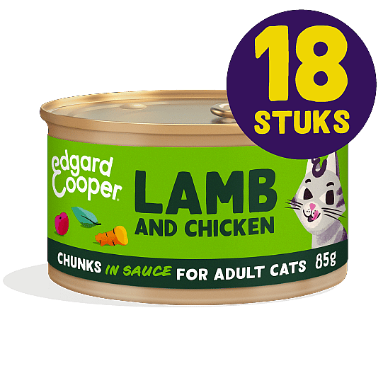 Edgard & Cooper Blikjes Lam en Kip Chunks Adult Kat 18 x 85 gram