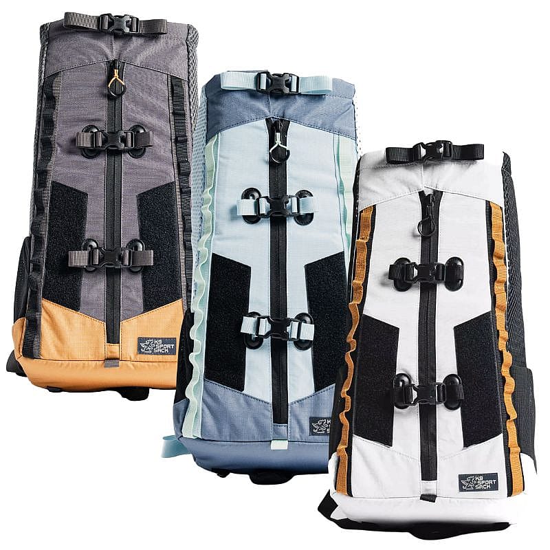 rugzak, drie-stuks, rekbare tas, touwsluiting, zakken met ritssluiting