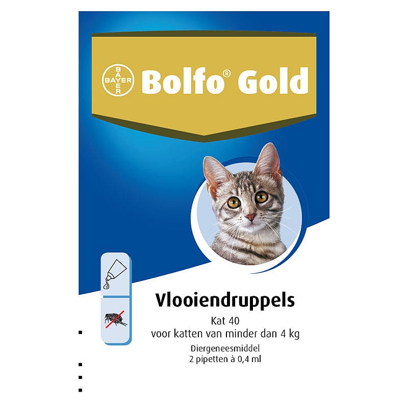 Bolfo Gold Kat tot 4 kg - 2 pipetten - 40 mg