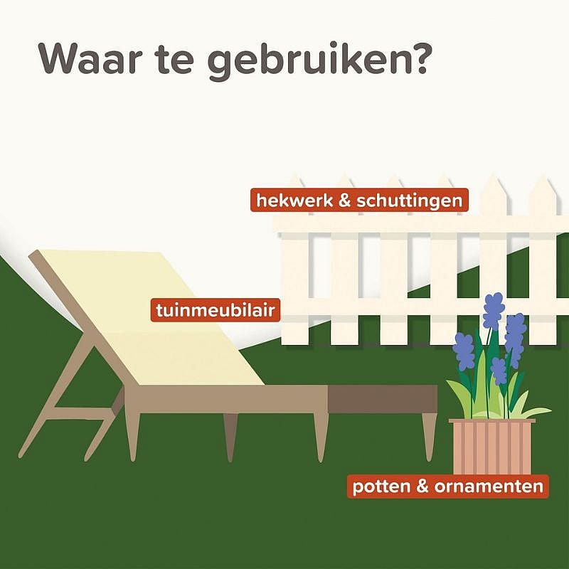 tuinmeubilair, ligstoel, tafel, potten, planten