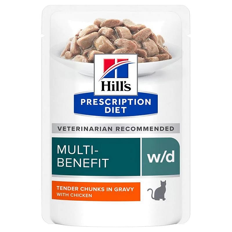Hill's Prescription Diet WD Digestive/Weight Management Kattenvoer Kip 12 x 85 gram tender chunks in gravy