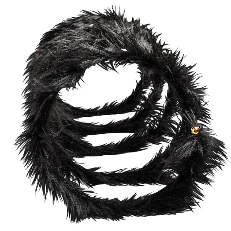 tinsel, feathered, black, necklace, loop