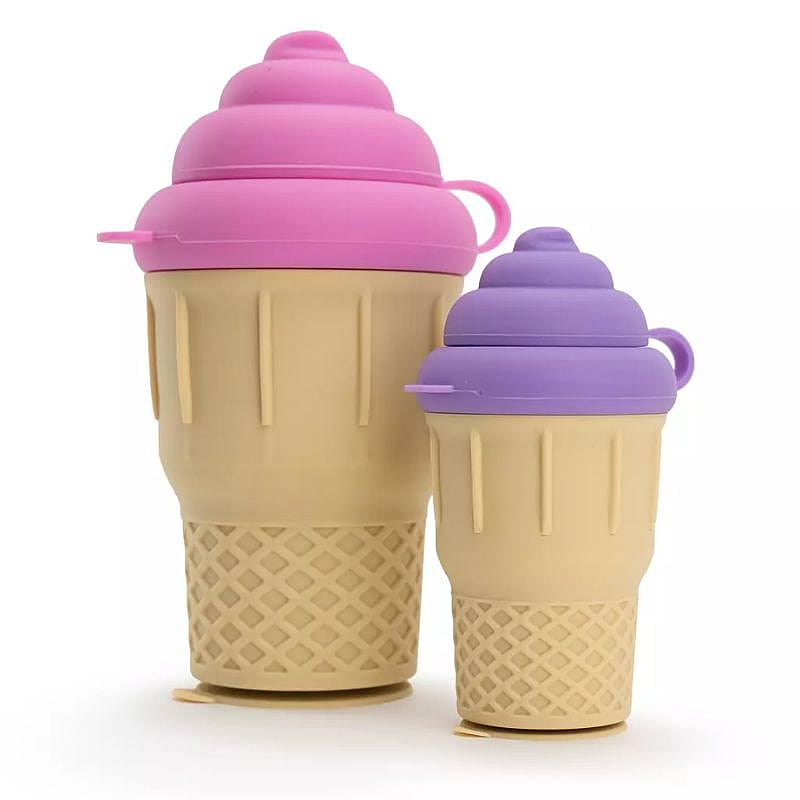 ijsje, ijsje inleg, twee bekers, kinderbekers, siliconen beker