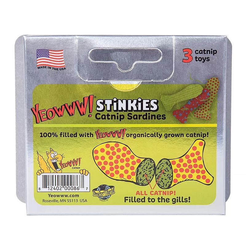 catnip, sardines, toy, fish-shaped, green-yellow
