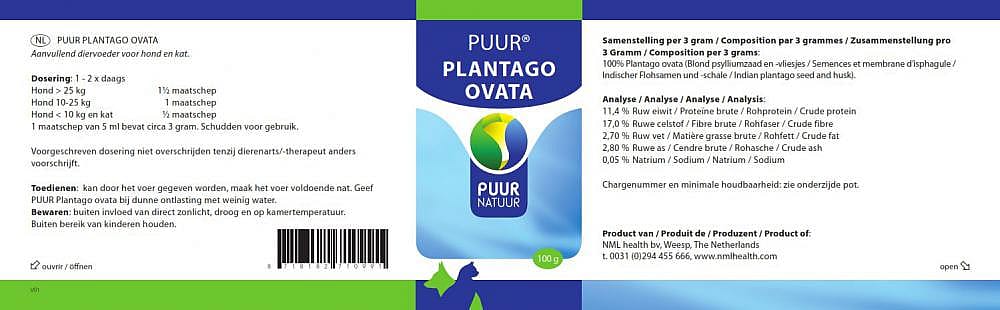 Puur Plantago Ovata Hond Kat 100 gram