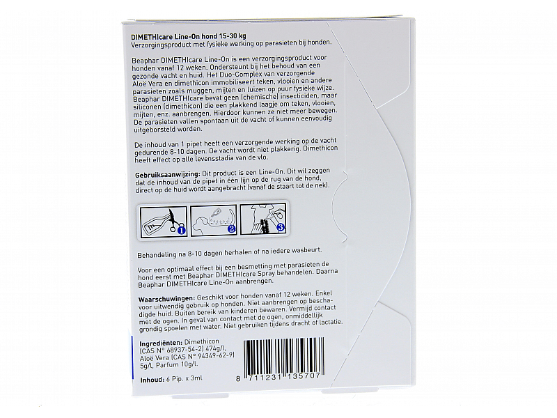 Beaphar Dimethicare Line-On Vlo Teek Hond 15 - 30 kg - 6 pipetten