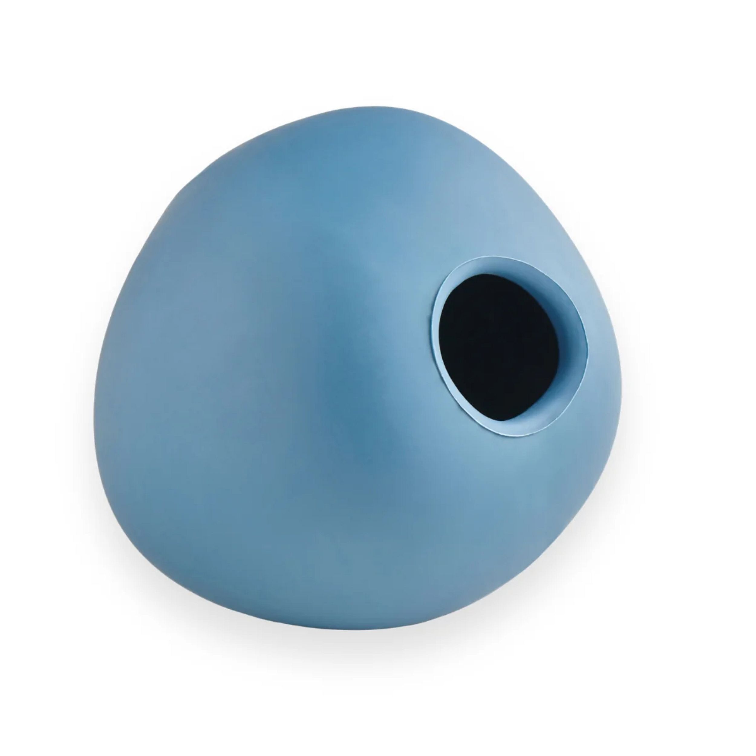 blauwe schaal, modern ontwerp, vaas, glazen/licht materiaal, ronde opening