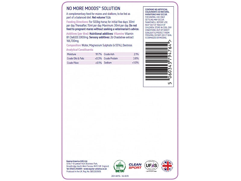 Equine America No More Moods Paard 1 liter