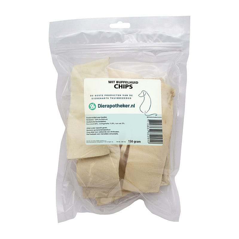 Dierapotheker Wit Buffelhuid Chips Hond 150 gram zak