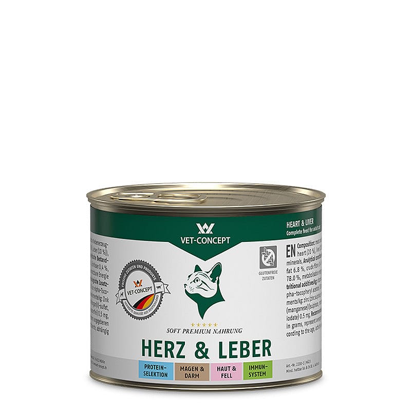 Vet-Concept Hart en Lever Kattenmenu 6 x 200 gram blikjes
