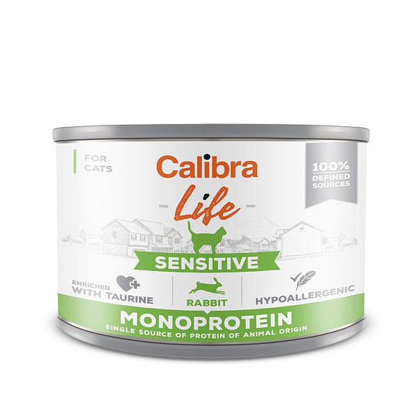 Calibra Kat Life Sensitive Blikjes 6 x 200 gram blikjes - Konijn