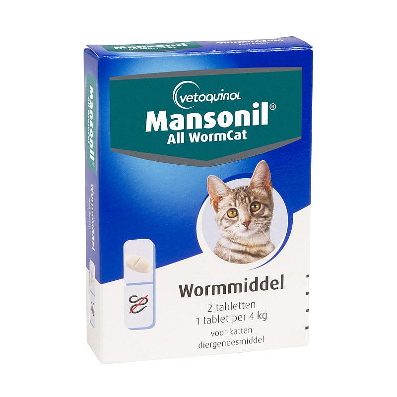 Mansonil All Worm Ontwormingstabletten Kat 2 tabletten - Kat