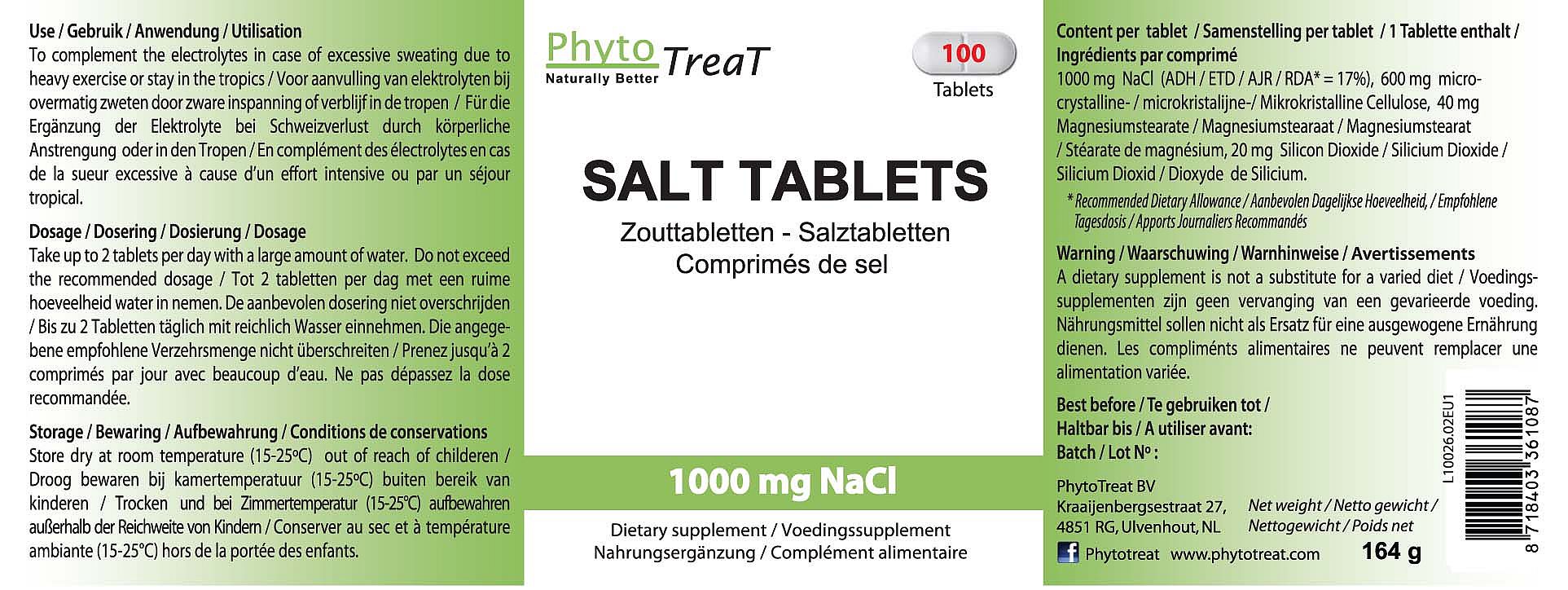 Phytotreat Zouttabletten 1000 mg 100 tabletten