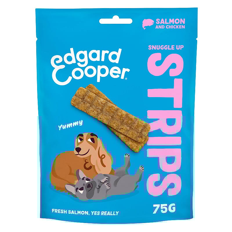 Edgard & Cooper Snuggle Up Strips Zalm & Kip 75 gram