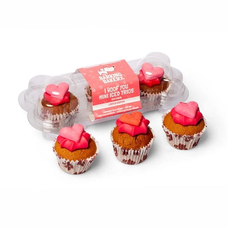 The Barking Bakery 'I Woof You' Valentines Mini Iced Muffins Trio 3 stuks Hond
