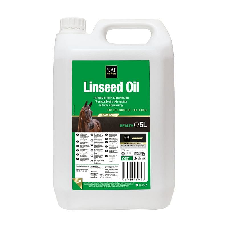 NAF Linseed Oil – 100% zuivere lijnzaadolie voor paarden 5 liter