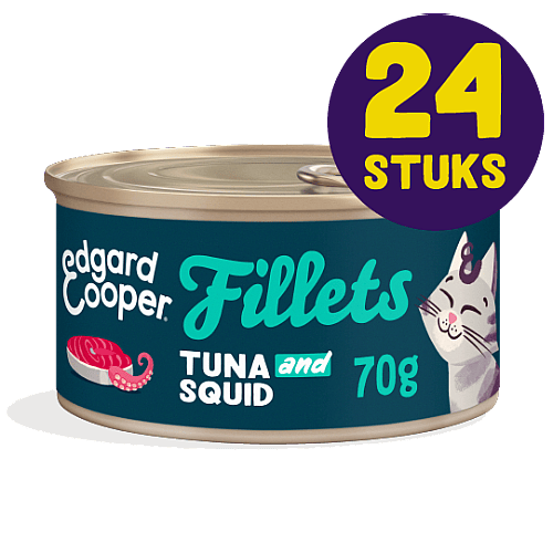 Edgard & Cooper Blikjes Tonijn en Inktvis Fancy Fillets Kat 24 x 70 gram