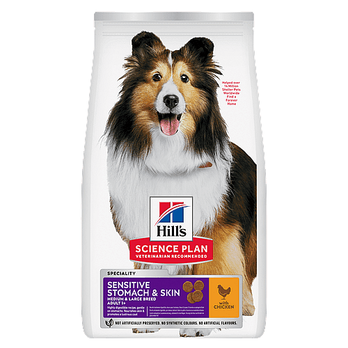 Hill's Science Plan Sensitive Stomach & Skin Adult Hondenvoer met Kip 14 kg - Medium breed