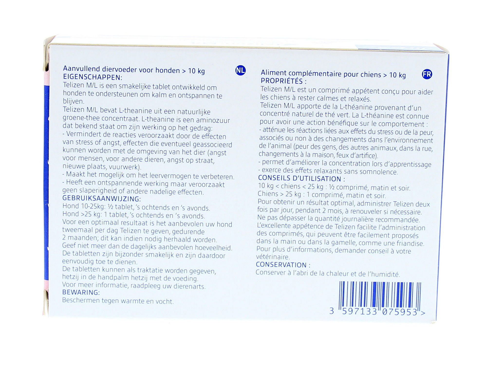 Virbac Telizen 30 tabletten: Kalmeringsmiddel - Angst 100 mg - Hond > 10 kg