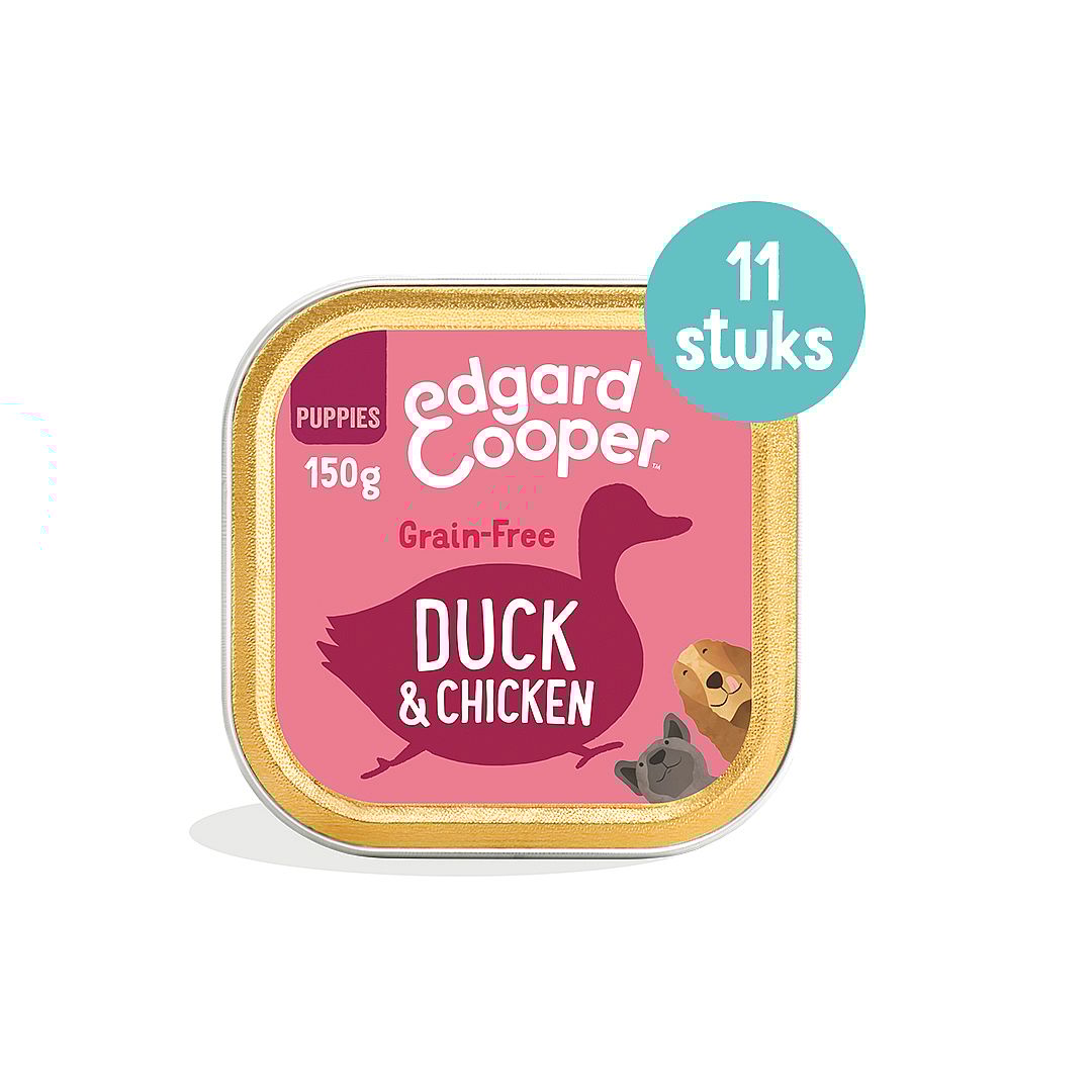 Edgard & Cooper Puppyvoer Kuipjes Eend en Kip 11 x 150 gram