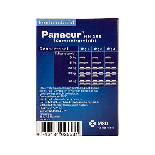 Panacur KH Ontwormingstabletten Hond Kat 500 - 10 tabletten