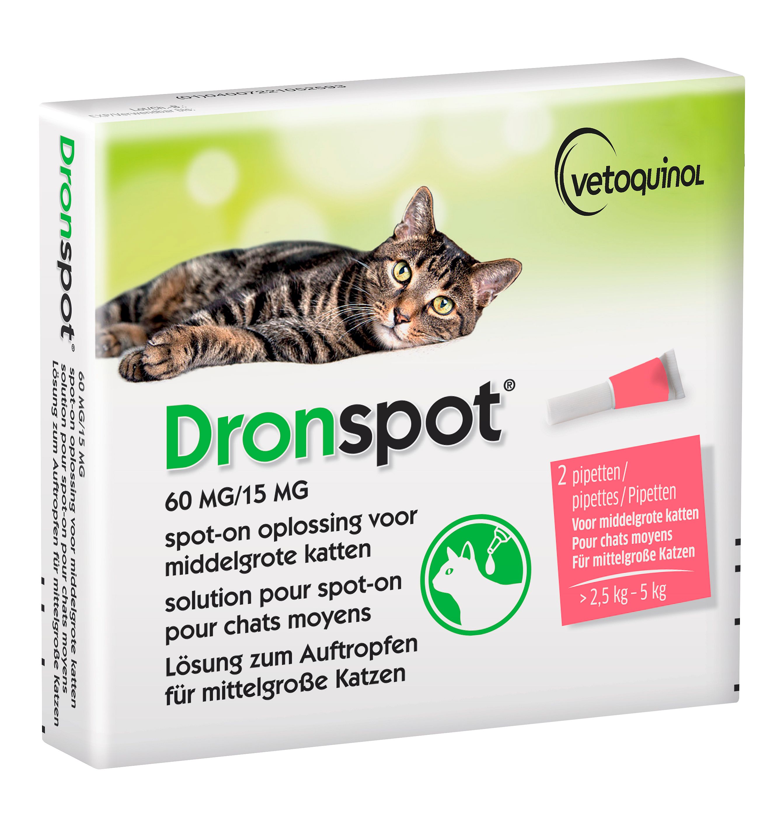 Dronspot Ontwormingspipet Kat Medium >2.5 - 5 kg