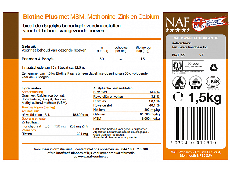 NAF Biotine Plus – Supplement voor hoefgezondheid bij paarden 3 kg