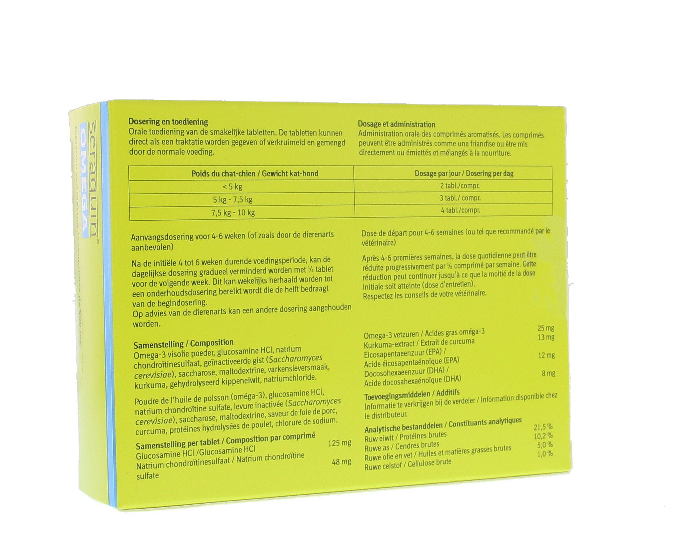 Seraquin Omega 60 tabletten – Gewrichtssupplement met omega 3 en kurkuma voor katten en kleine honden