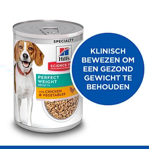 Hill's Science Plan Perfect Weight Hondenvoer Kip & Groenten 12 x 363 gram