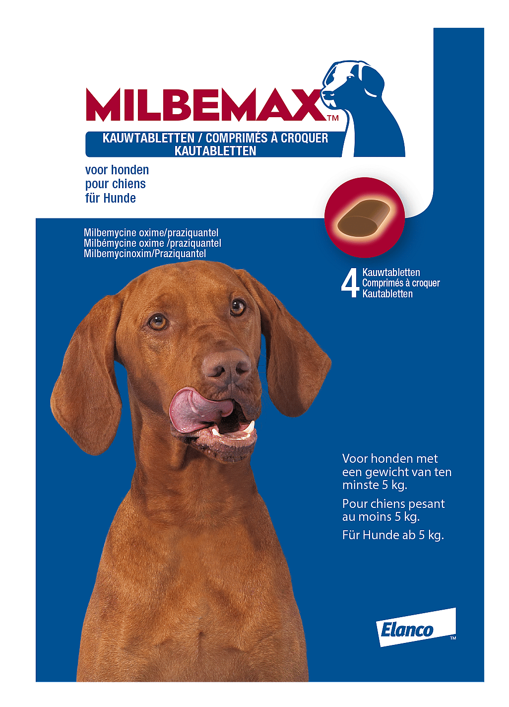 Milbemax Smakelijke Kauwtablet Grote Hond Ontwormen 4 tabletten