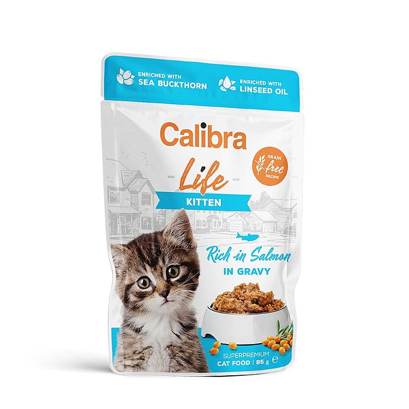 Calibra Kat Life Kitten Zakjes 28 x 85 gram Zalm