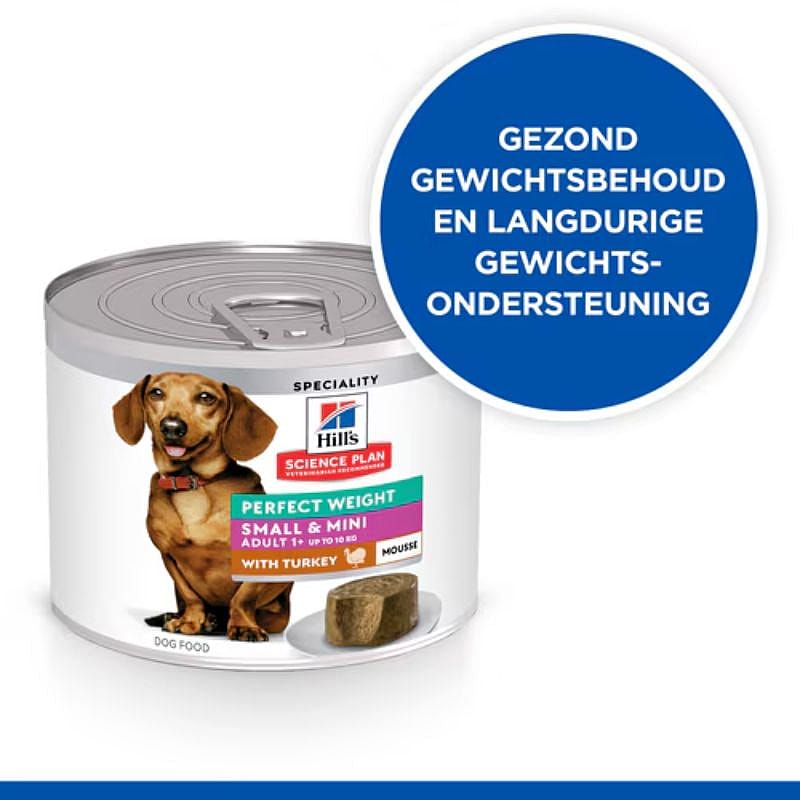 Hill's Science Plan Perfect Weight Small & Mini Adult Hondenvoer 12 x 200 gram - Kalkoen