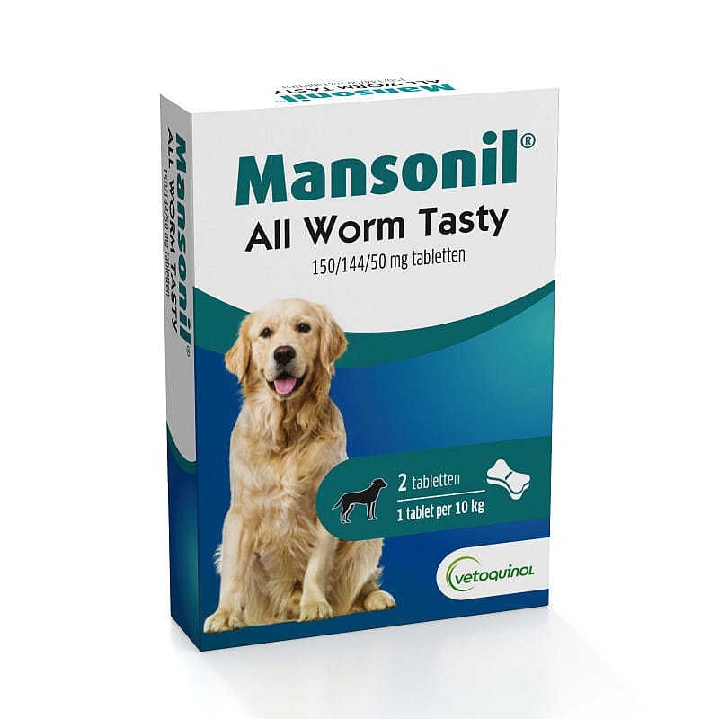 Mansonil All Worm Dog Tasty Bone Ontwormingstabletten Hond 2 tabletten
