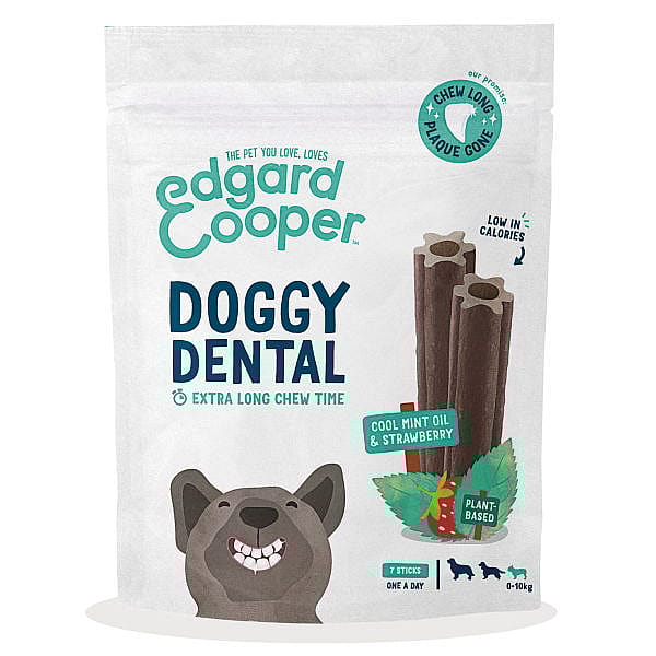 Edgard & Cooper Doggy Dental Sticks Hondensnack - Muntolie en Aardbei Small