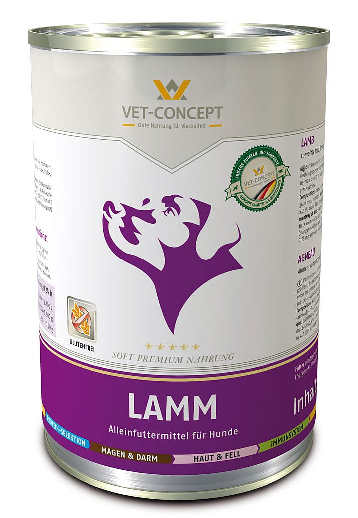 Vet-Concept Lam Hondenmenu 6 x 400 gram blikjes - Lam