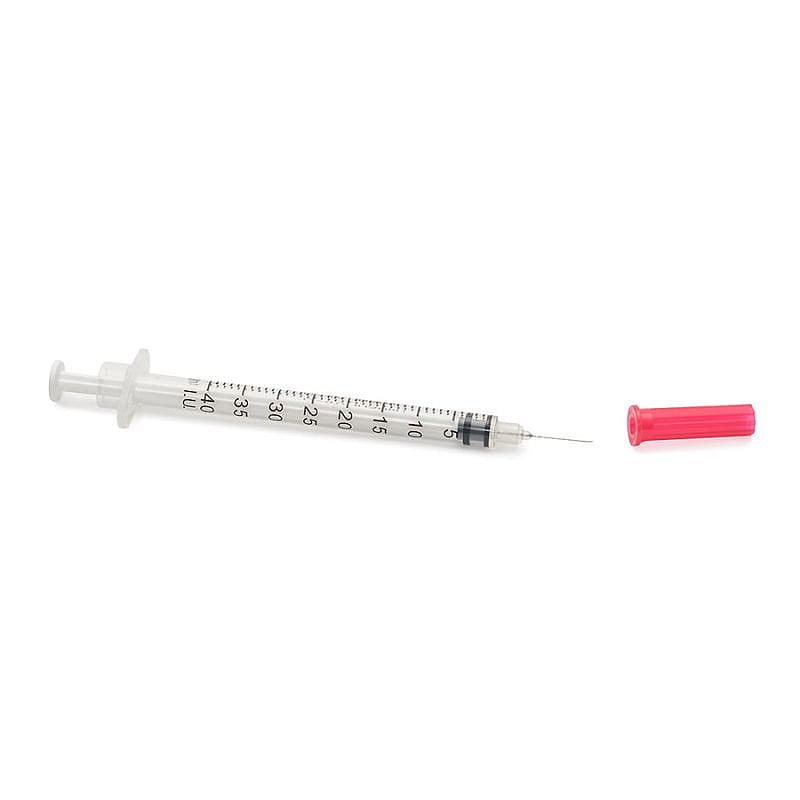 Insuline spuitjes met injectienaald, voor éénmalig gebruik 1 ml U-40 Hond Kat 100 stuks