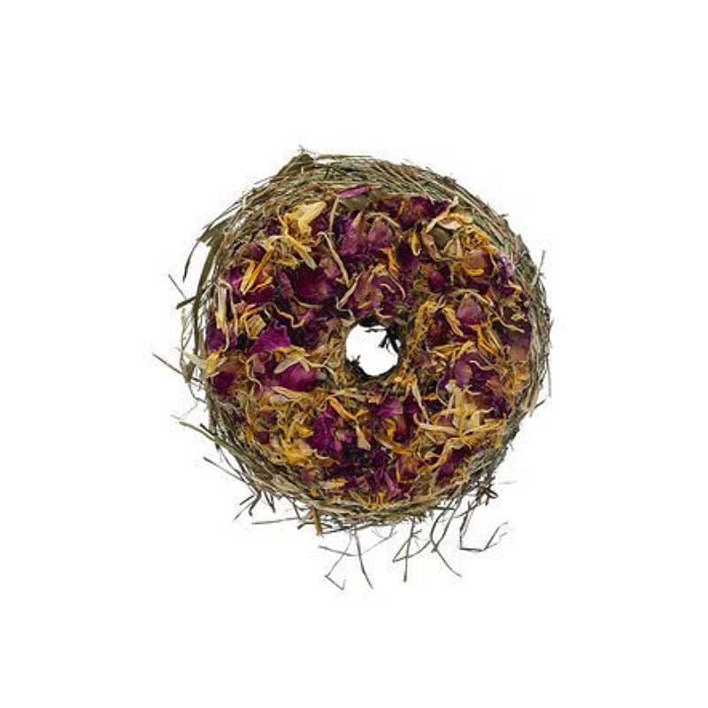 Beeztees Hooi Donut Roos En Goudsbloem Knaagdier 65 gram