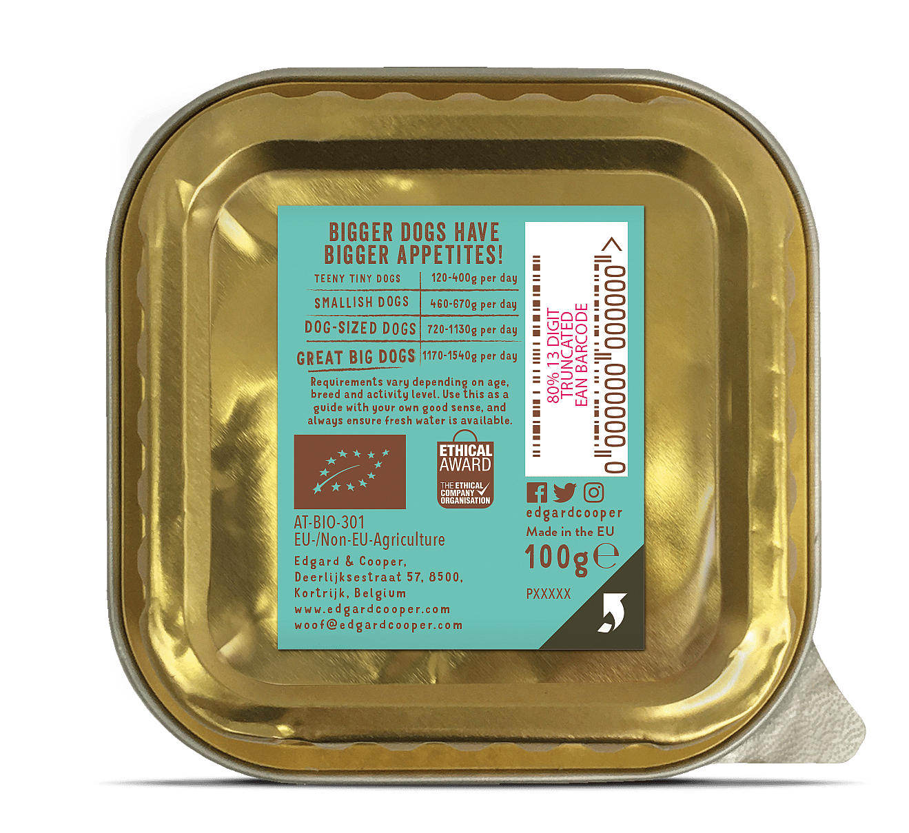 Edgard & Cooper Adult Hondenvoer Biologisch Kuipjes Vis 17 x 100 gram